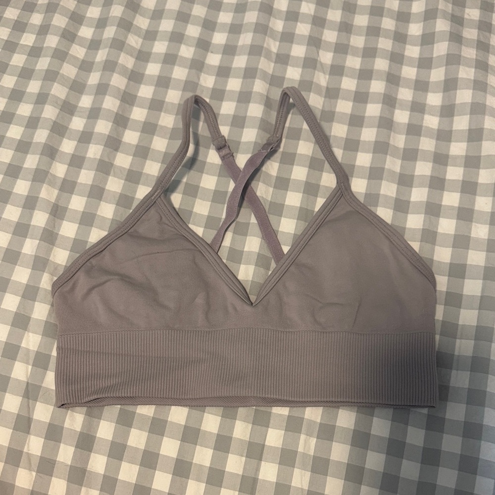 Lululemon V Neck Bra, Lilac/Grey, Size 4